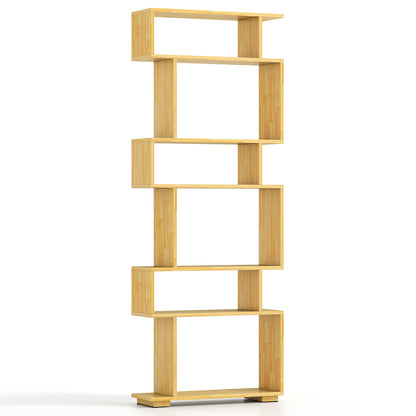 6-Tier Geometric Bookshelf with 2 Anti-Tipping Kits for Home Office-BE, Wood Bookcases Wood at Gallery Canada