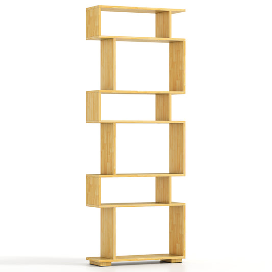 6-Tier Geometric Bookshelf with 2 Anti-Tipping Kits for Home Office-BE, Wood Bookcases Wood at Gallery Canada
