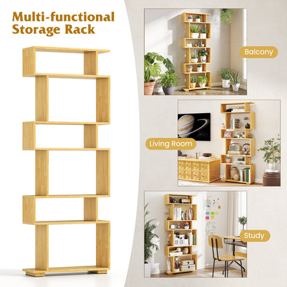 6-Tier Geometric Bookshelf with 2 Anti-Tipping Kits for Home Office-BE, Wood Bookcases at Gallery Canada