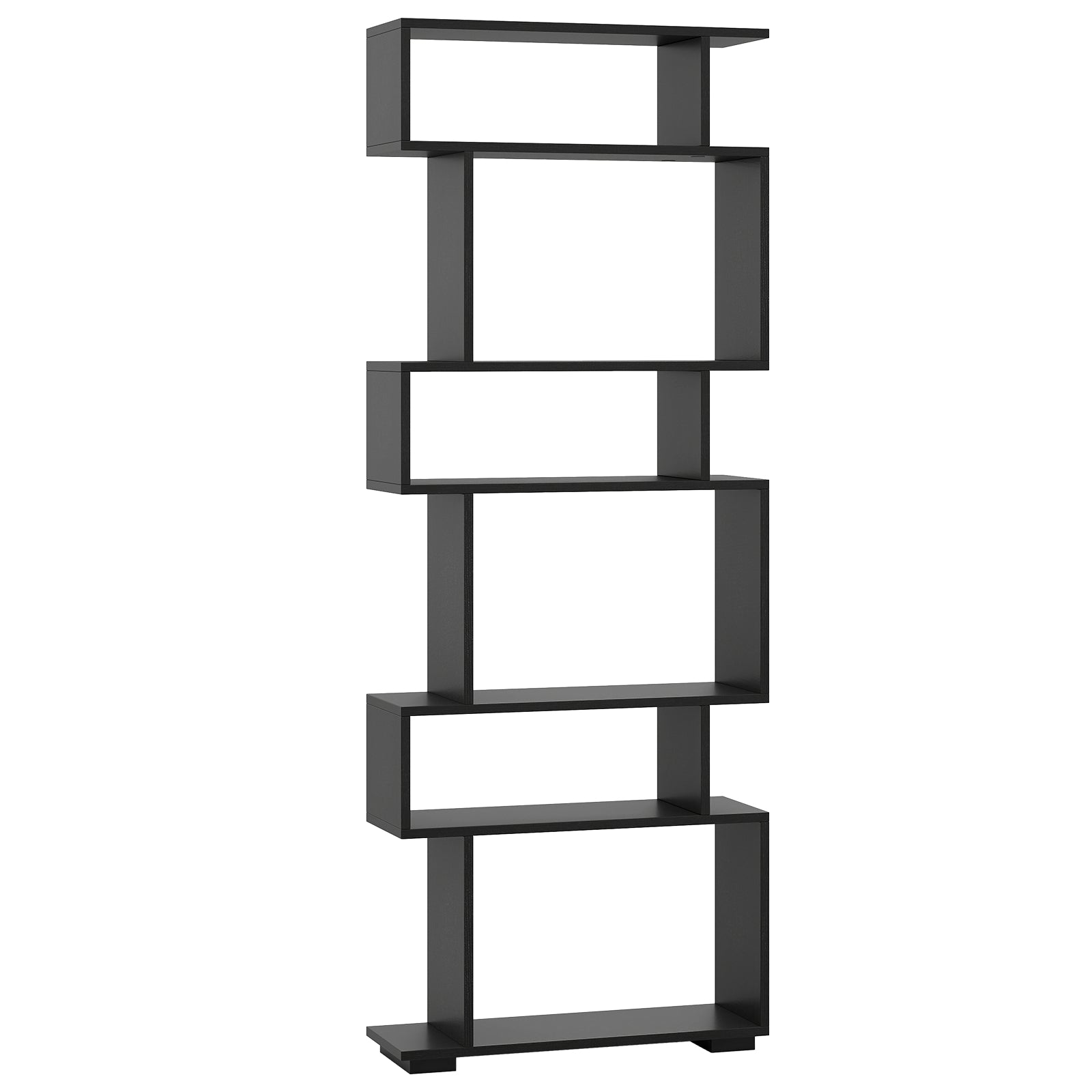 6-Tier Geometric Bookshelf, 2 Anti-Tipping Kits, Black Bookcases Black at Gallery Canada