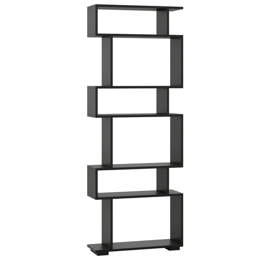 6-Tier Geometric Bookshelf, 2 Anti-Tipping Kits, Black Bookcases Black at Gallery Canada