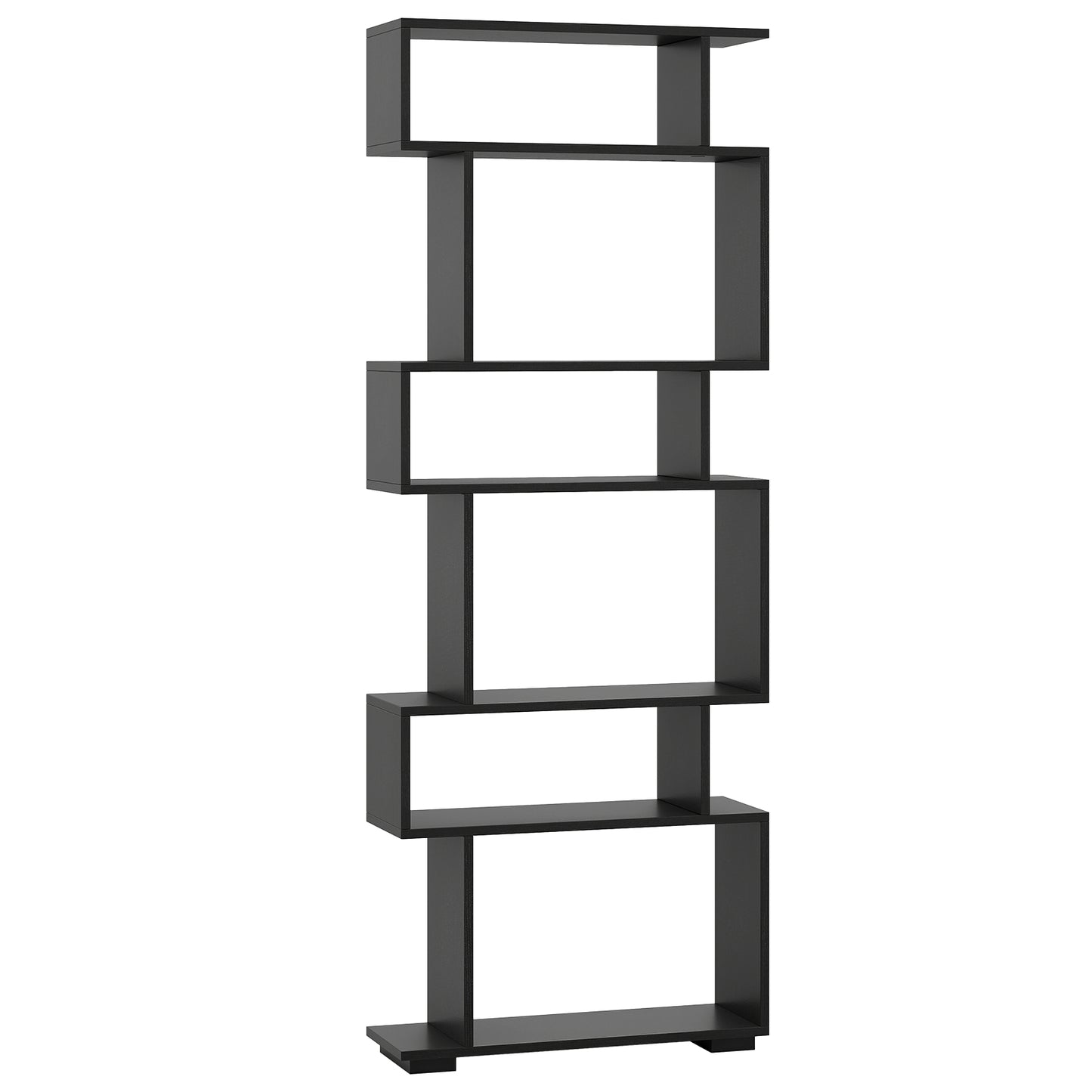 6-Tier Geometric Bookshelf, 2 Anti-Tipping Kits, Black
