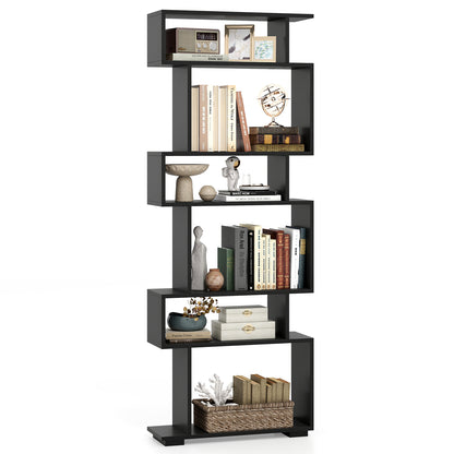 6-Tier Geometric Bookshelf, 2 Anti-Tipping Kits, Black Bookcases at Gallery Canada