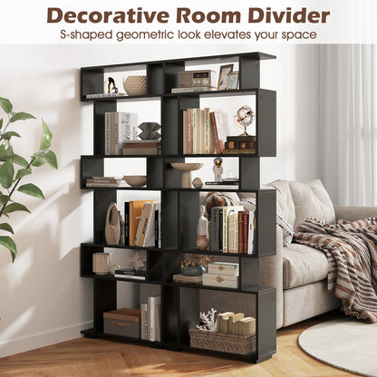 6-Tier Geometric Bookshelf, 2 Anti-Tipping Kits, Black Bookcases at Gallery Canada