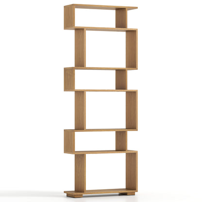 6-Tier Geometric Bookshelf with 2 Anti-Tipping Kits for Home Office-NA, Natural Bookcases at Gallery Canada