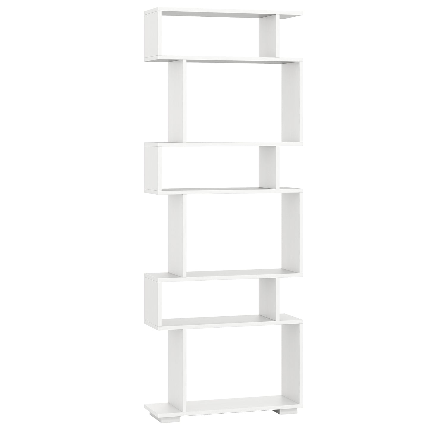 6-Tier Geometric Bookshelf, 2 Anti-Tipping Kits, White Bookcases White at Gallery Canada