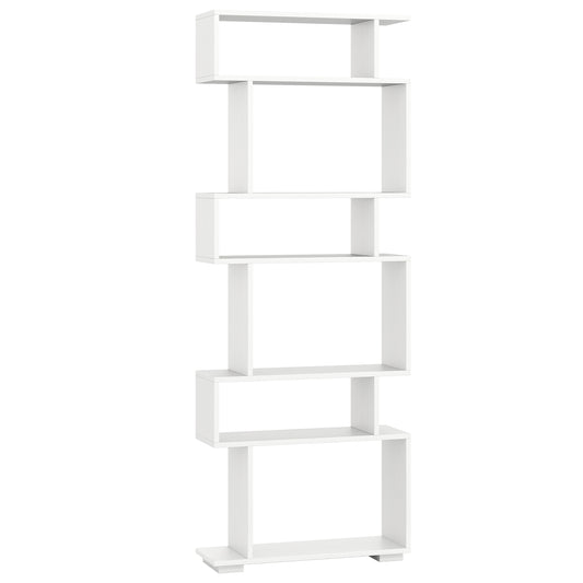 6-Tier Geometric Bookshelf, 2 Anti-Tipping Kits, White Bookcases White at Gallery Canada