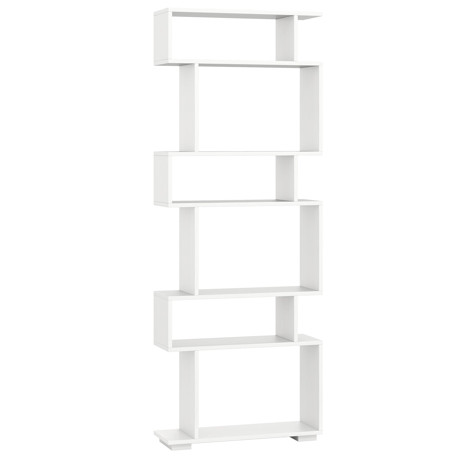 6-Tier Geometric Bookshelf, 2 Anti-Tipping Kits, White Bookcases at Gallery Canada