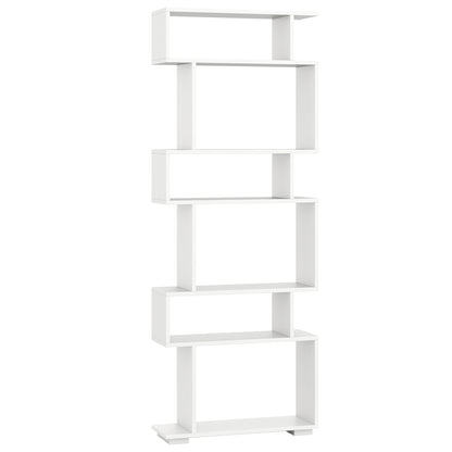 6-Tier Geometric Bookshelf, 2 Anti-Tipping Kits, White Bookcases at Gallery Canada