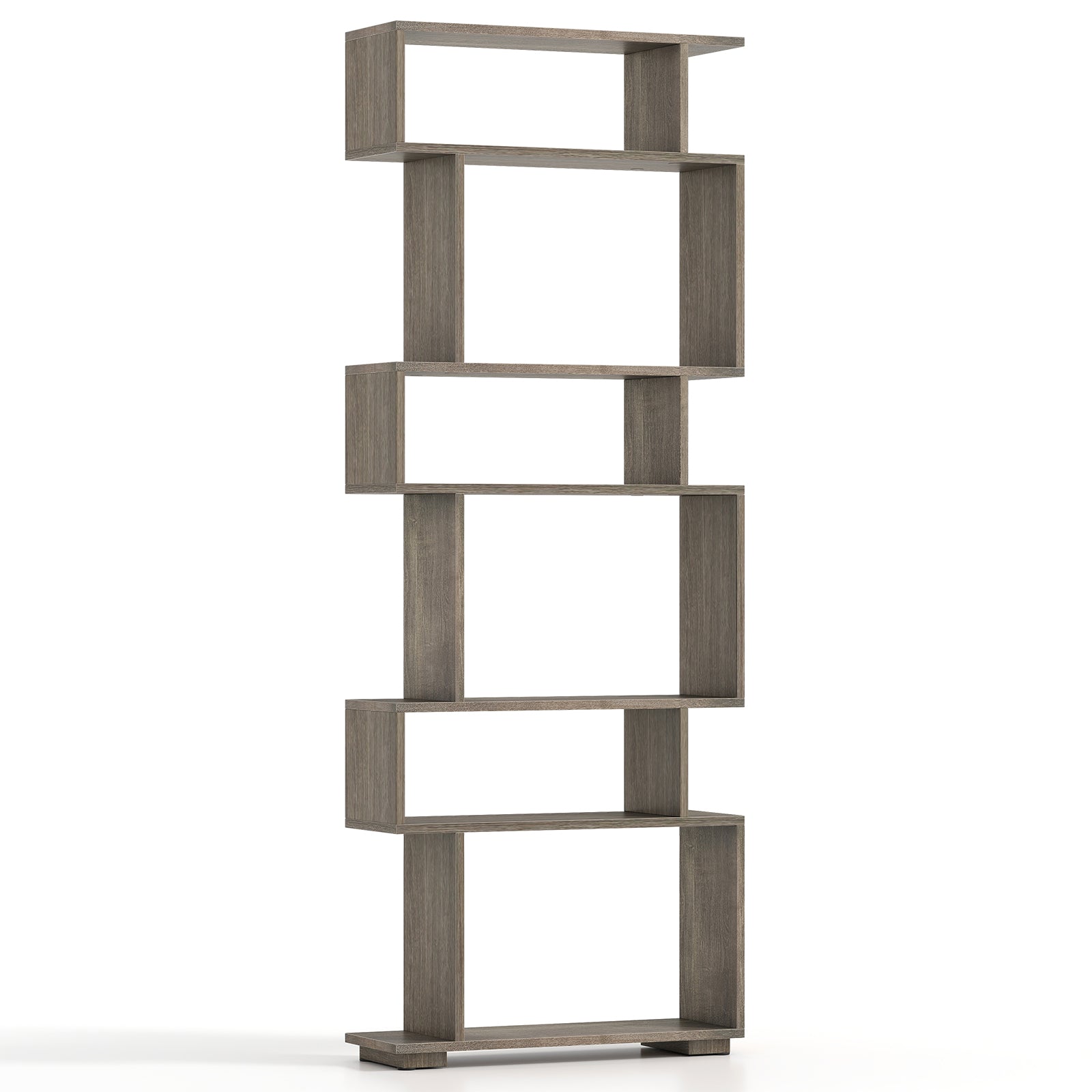 6-Tier Geometric Bookshelf with 2 Anti-Tipping Kits for Home Office, Oak Bookcases at Gallery Canada