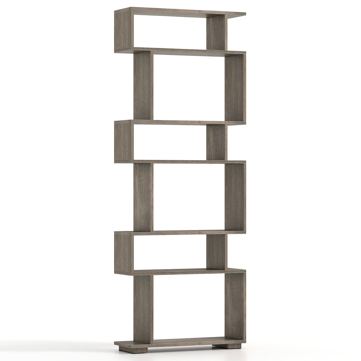6-Tier Geometric Bookshelf with 2 Anti-Tipping Kits for Home Office, Oak Bookcases at Gallery Canada