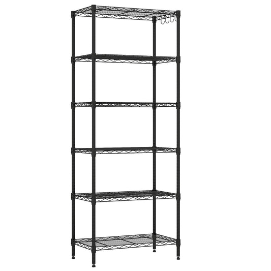 6-Tier Metal Storage Shelving Unit with V-Shaped Wire Rack and 900 LBS Capacity-DK, Black Garages Black at Gallery Canada