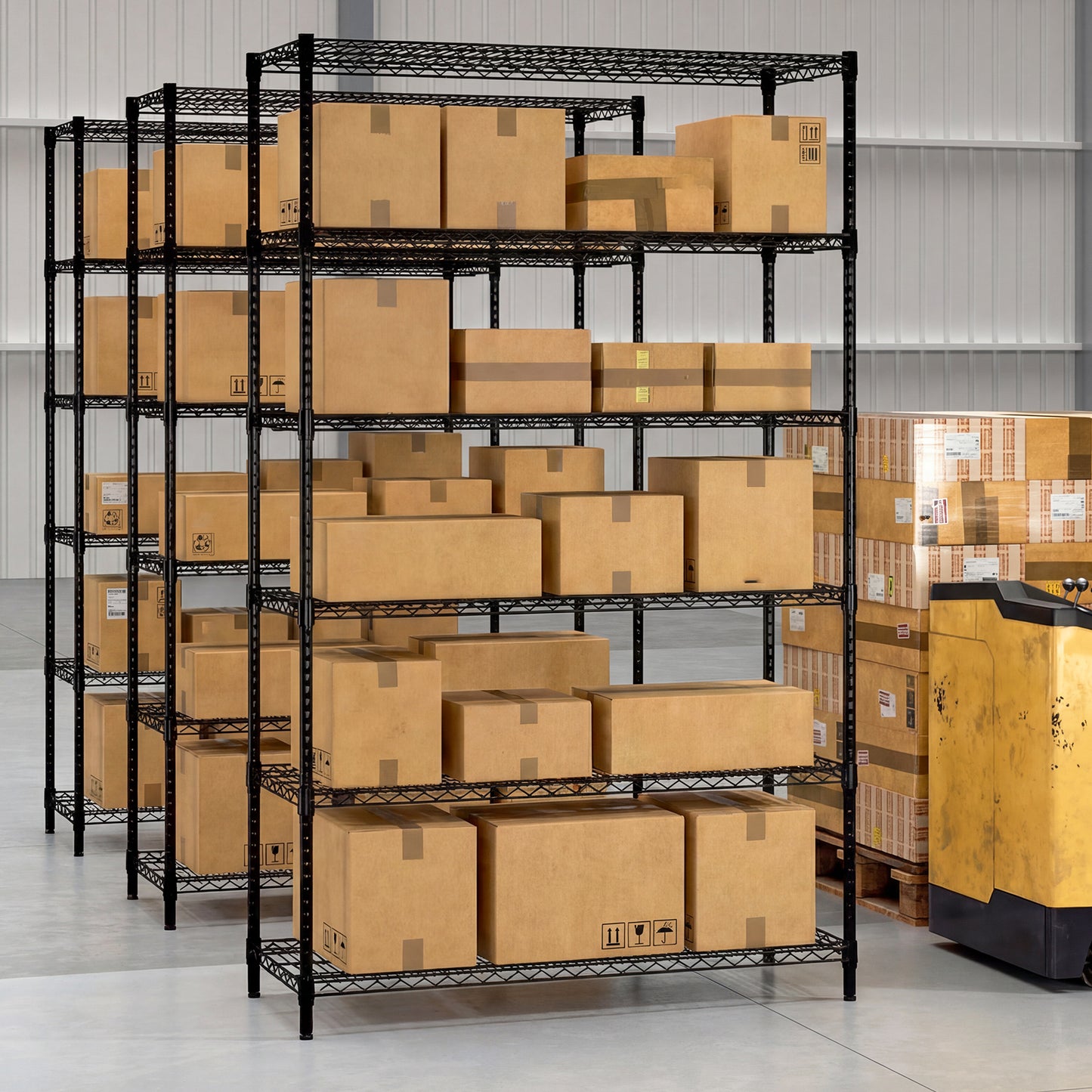 6-Tier Metal Storage Shelving Unit Set of 2 Adjustable Utility Shelf with V-Shaped Wire Rack, Black Garages at Gallery Canada