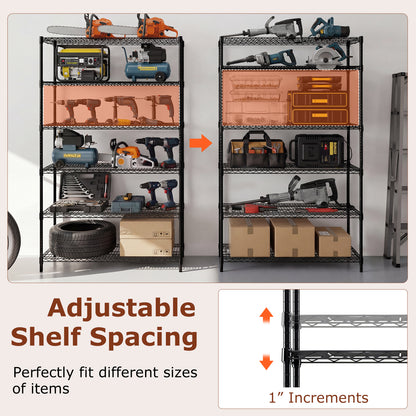 6-Tier Metal Storage Shelving Unit Set of 2 Adjustable Utility Shelf with V-Shaped Wire Rack, Black Garages at Gallery Canada
