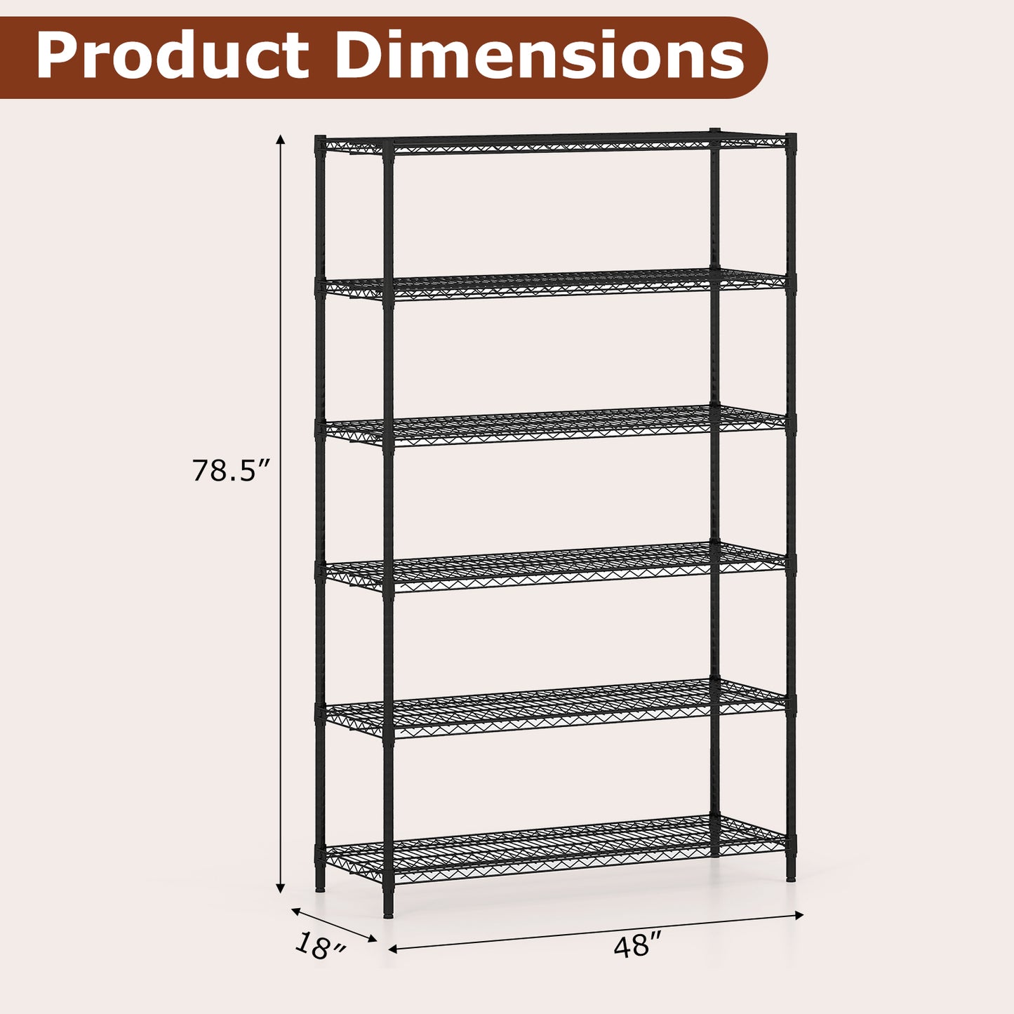 6-Tier Metal Storage Shelving Unit Set of 2 Adjustable Utility Shelf with V-Shaped Wire Rack, Black Garages at Gallery Canada