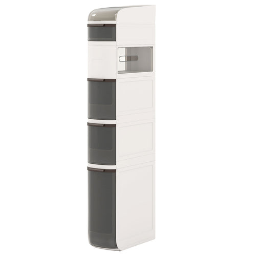 6-Tier Narrow Bathroom Storage Cabinet With Drawers, Tissue Box