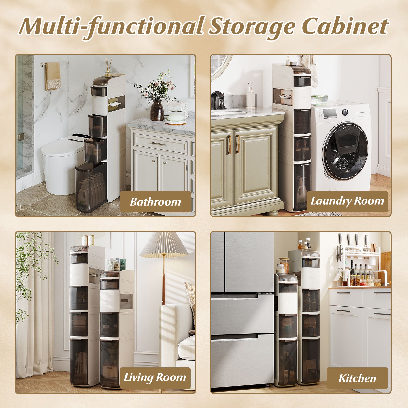 6-Tier Narrow Bathroom Storage Cabinet With Drawers, Tissue Box Floor Cabinets at Gallery Canada