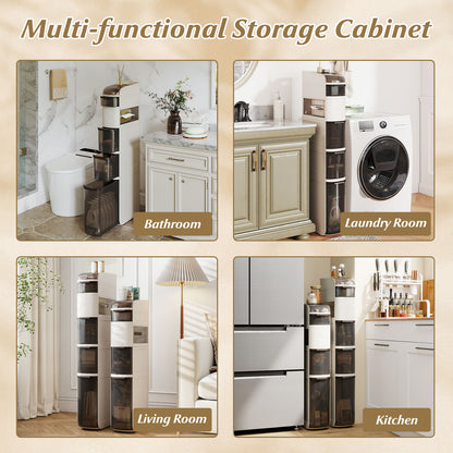 6-Tier Narrow Bathroom Storage Cabinet With Drawers, Tissue Box Floor Cabinets at Gallery Canada