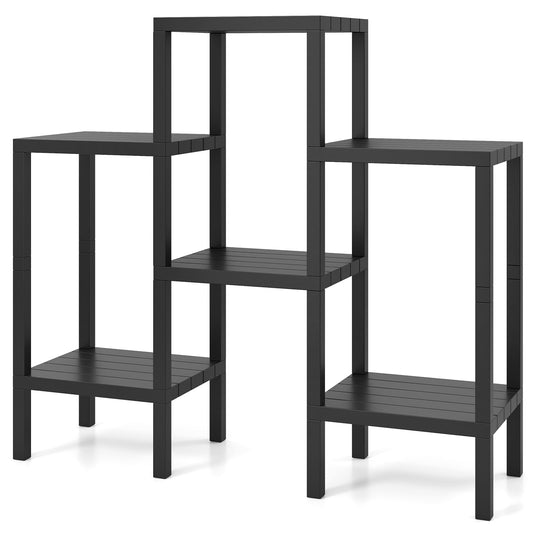 6-Tier Plastic Modular Storage Shelves for Living Room and Kitchen, Black