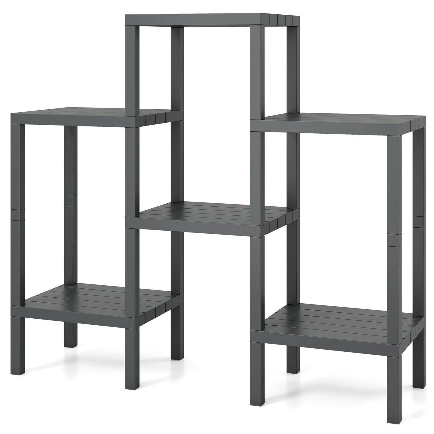 6-Tier Plastic Modular Storage Shelves for Living Room and Kitchen, Gray