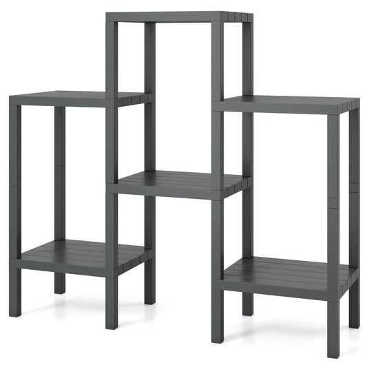 6-Tier Plastic Modular Storage Shelves for Living Room and Kitchen, Gray