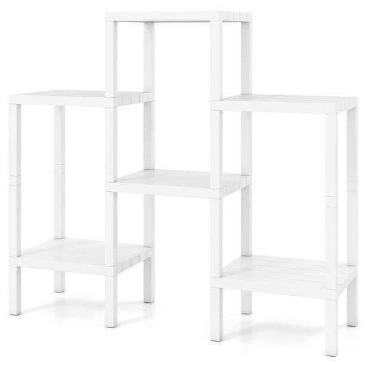 6-Tier Plastic Modular Storage Shelves for Living Room and Kitchen, White