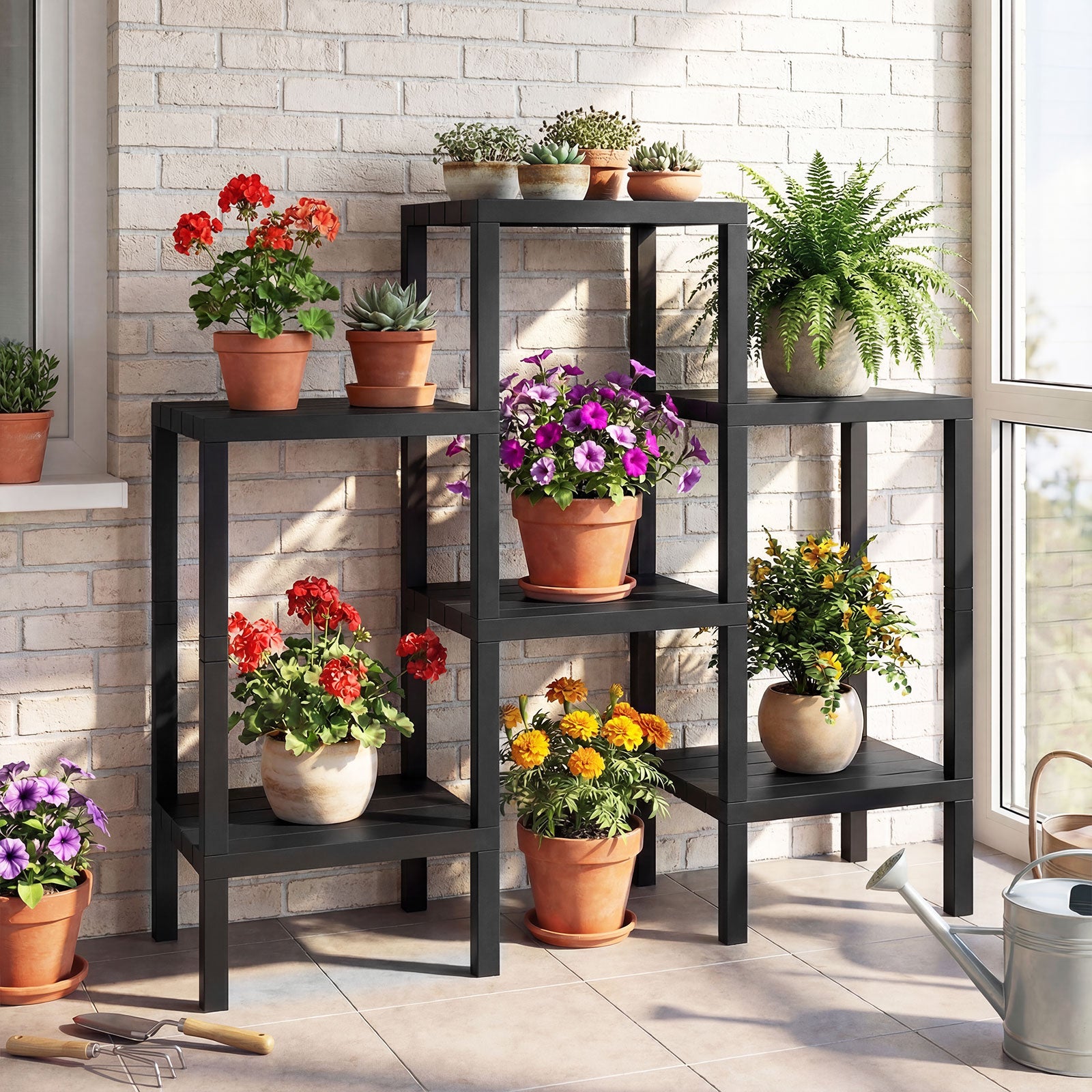 6-Tier Plastic Modular Storage Shelves for Living Room and Kitchen, Black Raised Garden Beds at Gallery Canada