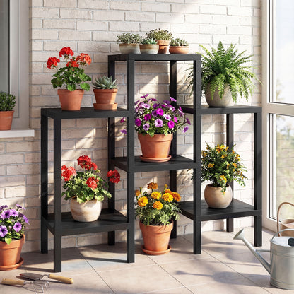 6-Tier Plastic Modular Storage Shelves for Living Room and Kitchen, Black Raised Garden Beds at Gallery Canada