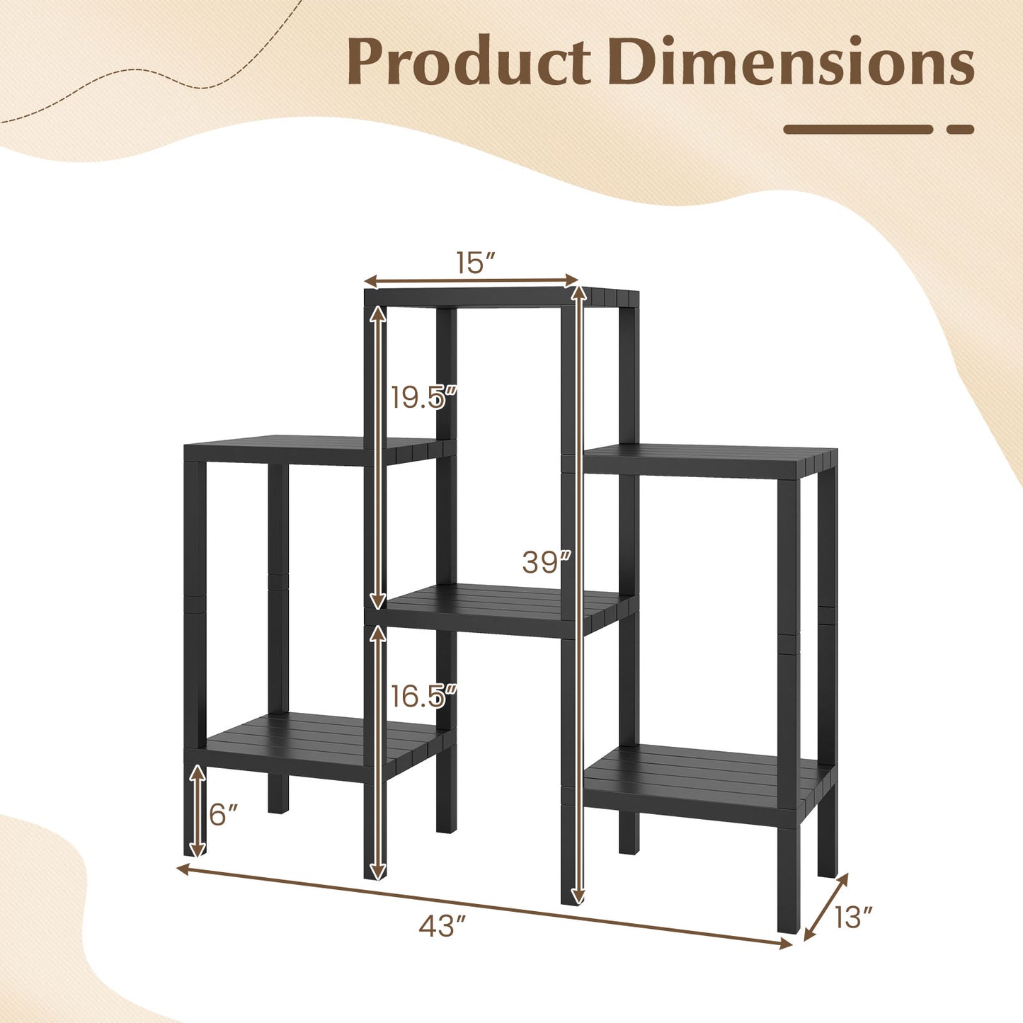 6-Tier Plastic Modular Storage Shelves for Living Room and Kitchen, Black Raised Garden Beds at Gallery Canada