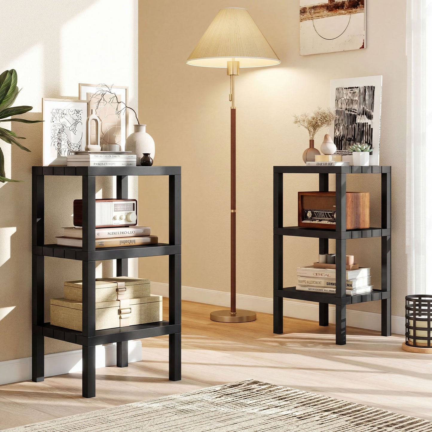 6-Tier Plastic Modular Storage Shelves for Living Room and Kitchen, Black Raised Garden Beds at Gallery Canada