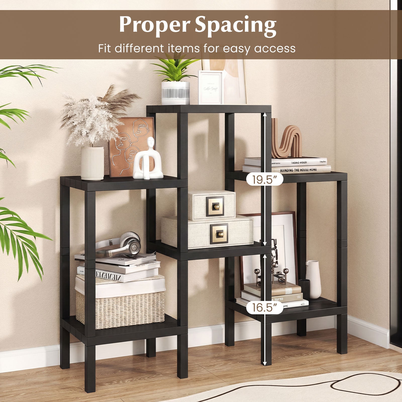 6-Tier Plastic Modular Storage Shelves for Living Room and Kitchen, Black Raised Garden Beds at Gallery Canada