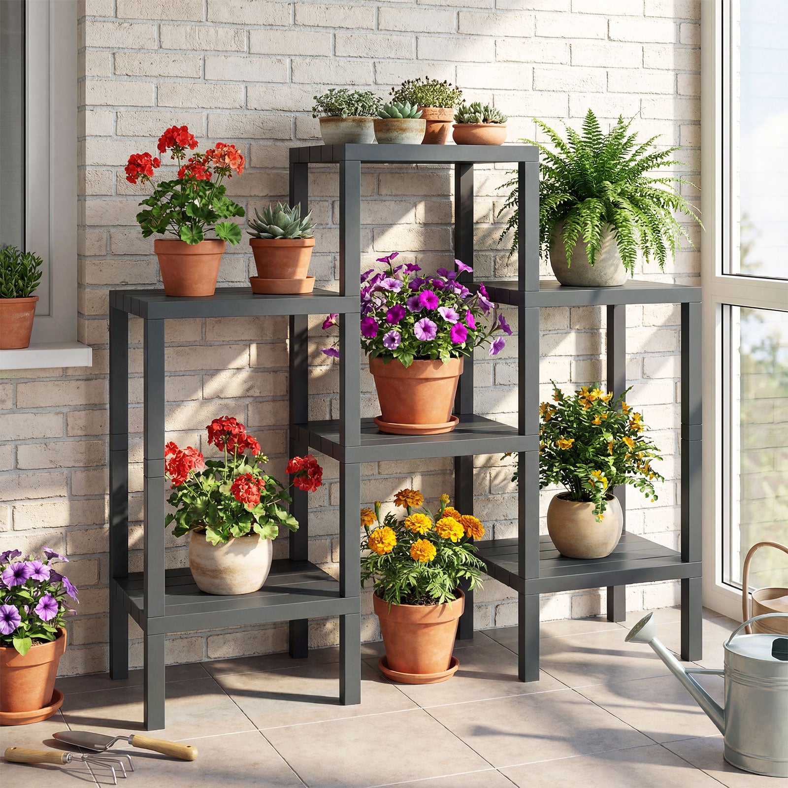 6-Tier Plastic Modular Storage Shelves for Living Room and Kitchen, Gray Raised Garden Beds at Gallery Canada