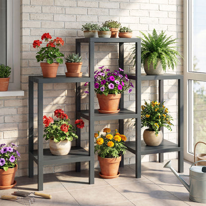6-Tier Plastic Modular Storage Shelves for Living Room and Kitchen, Gray Raised Garden Beds at Gallery Canada