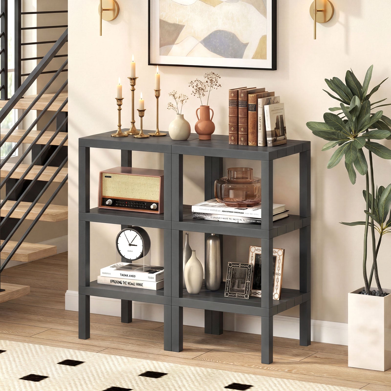 6-Tier Plastic Modular Storage Shelves for Living Room and Kitchen, Gray Raised Garden Beds at Gallery Canada