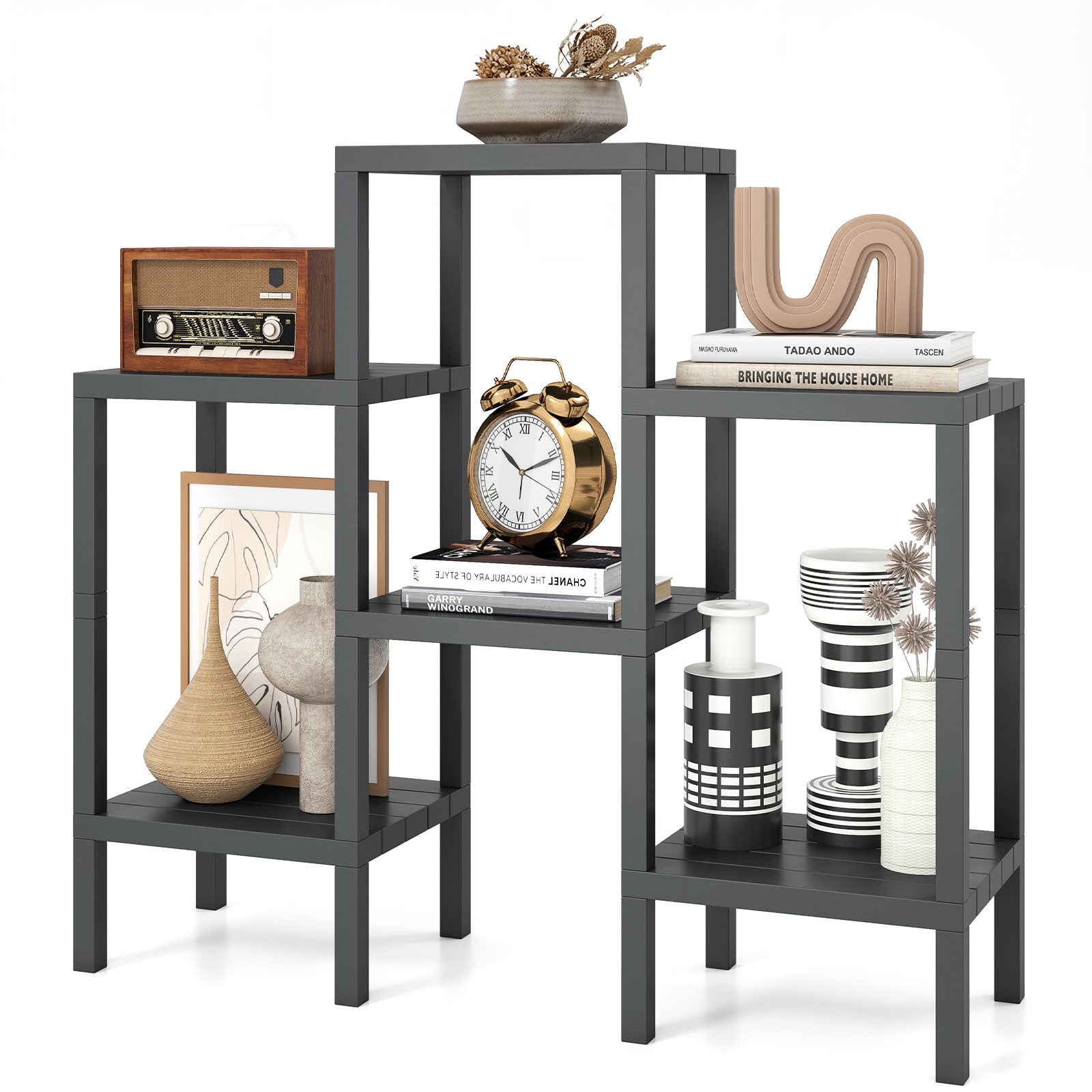 6-Tier Plastic Modular Storage Shelves for Living Room and Kitchen, Gray Raised Garden Beds at Gallery Canada