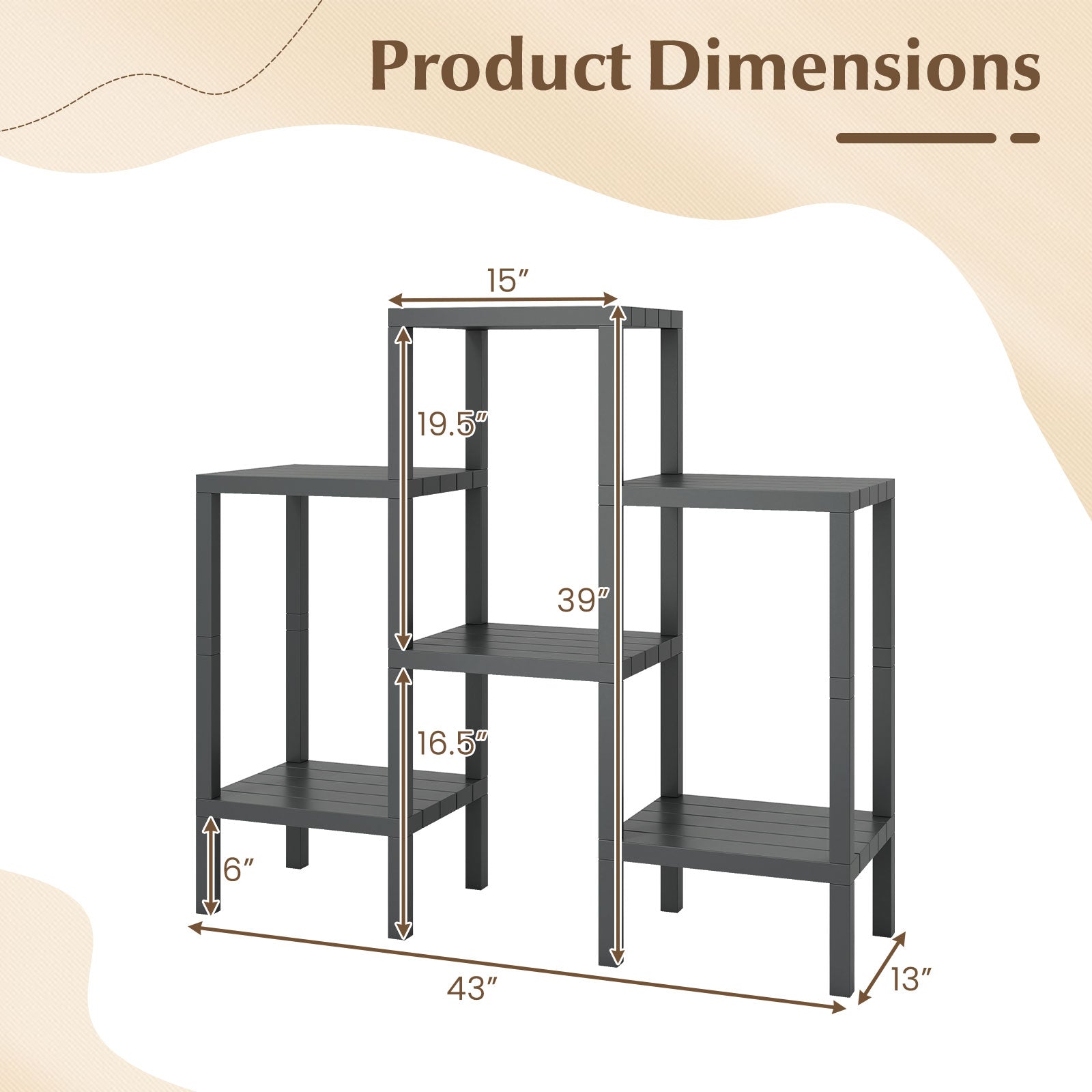 6-Tier Plastic Modular Storage Shelves for Living Room and Kitchen, Gray Raised Garden Beds at Gallery Canada