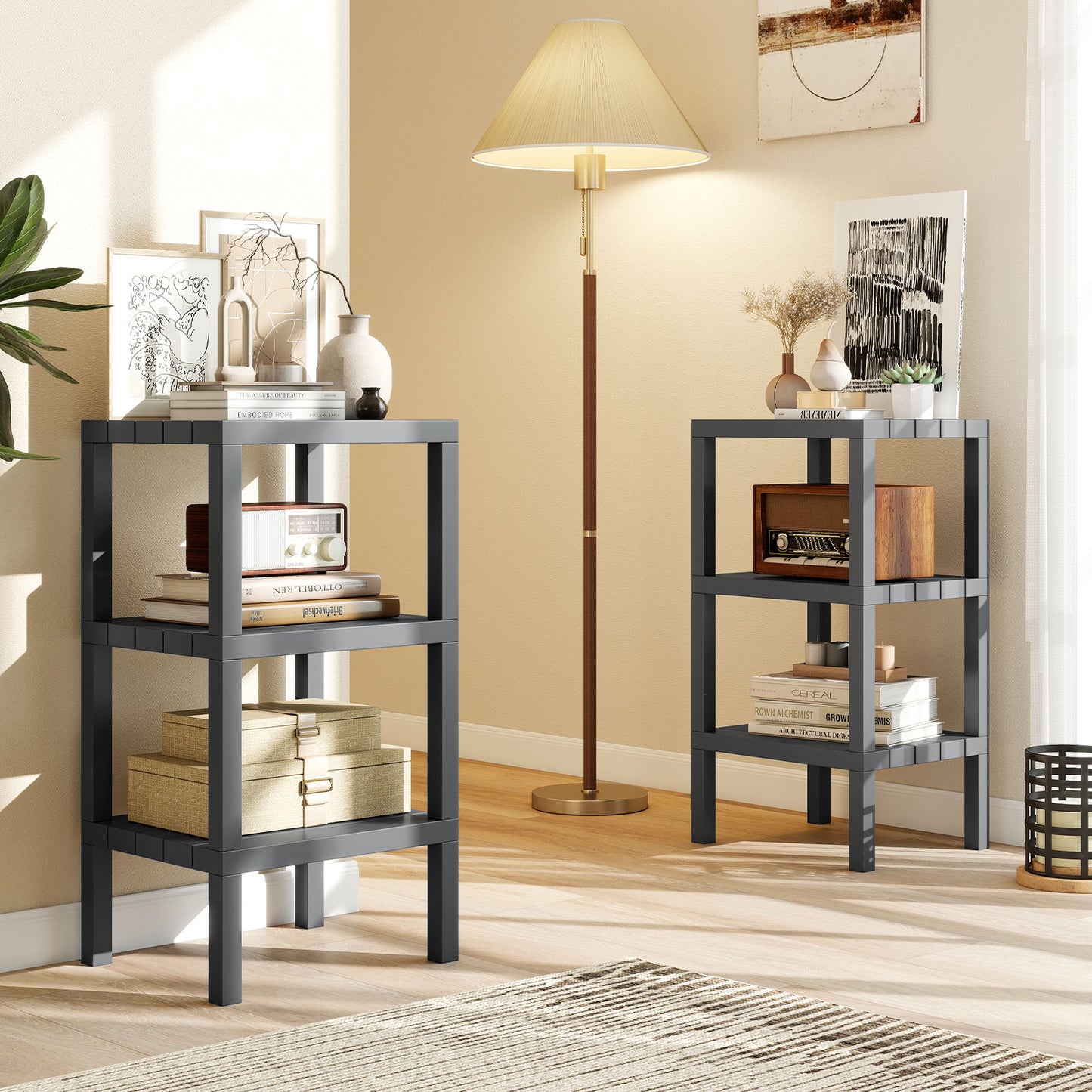 6-Tier Plastic Modular Storage Shelves for Living Room and Kitchen, Gray Raised Garden Beds at Gallery Canada