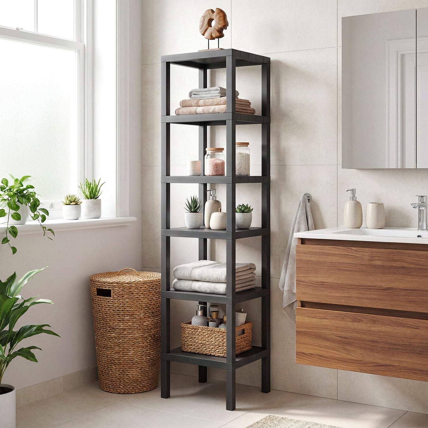 6-Tier Plastic Modular Storage Shelves for Living Room and Kitchen, Gray Raised Garden Beds at Gallery Canada