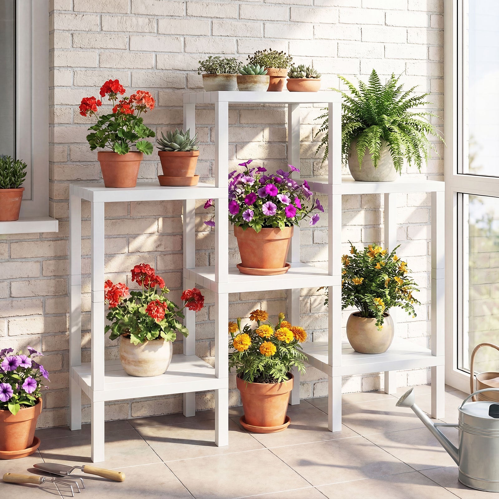 6-Tier Plastic Modular Storage Shelves for Living Room and Kitchen, White Raised Garden Beds at Gallery Canada