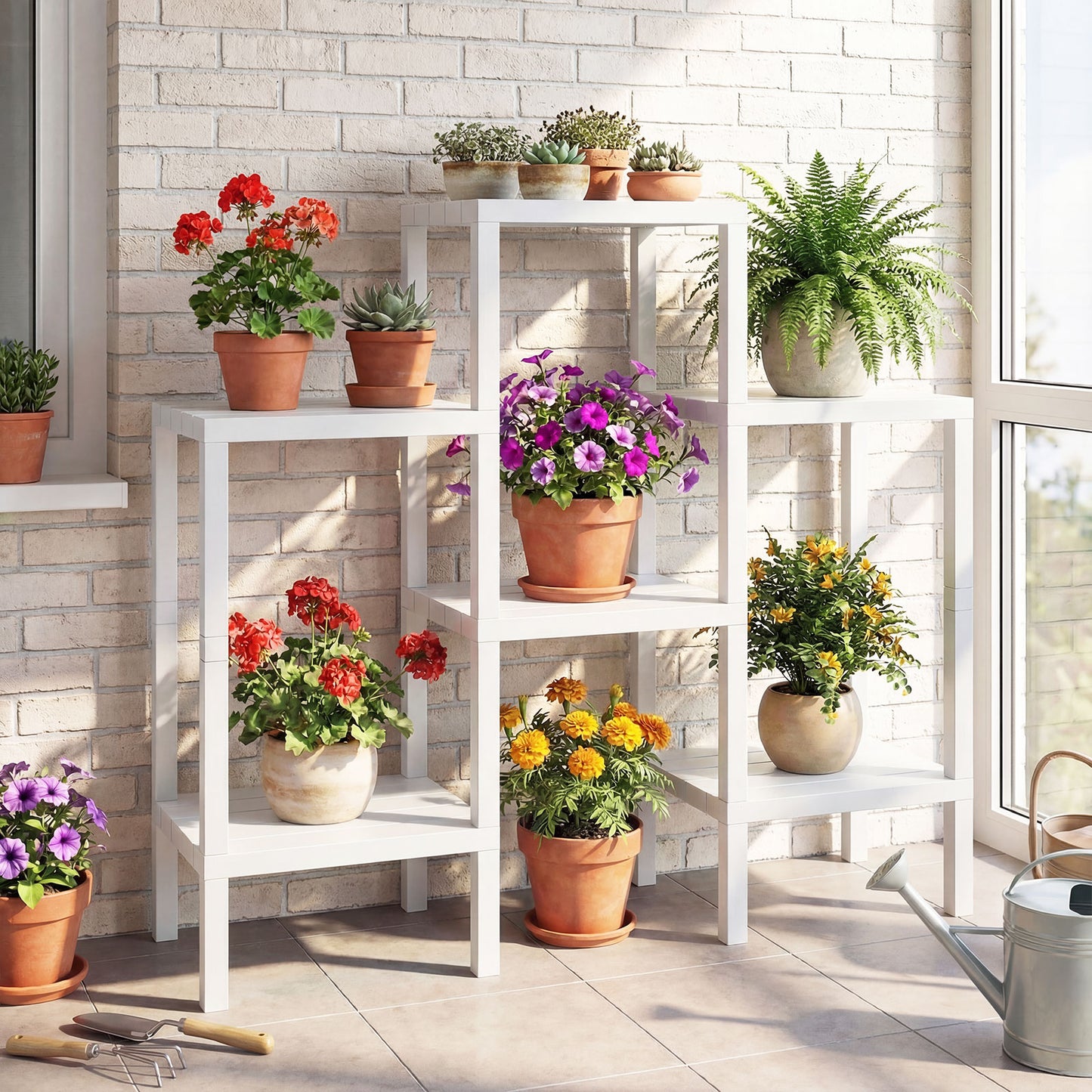 6-Tier Plastic Modular Storage Shelves for Living Room and Kitchen, White Raised Garden Beds at Gallery Canada