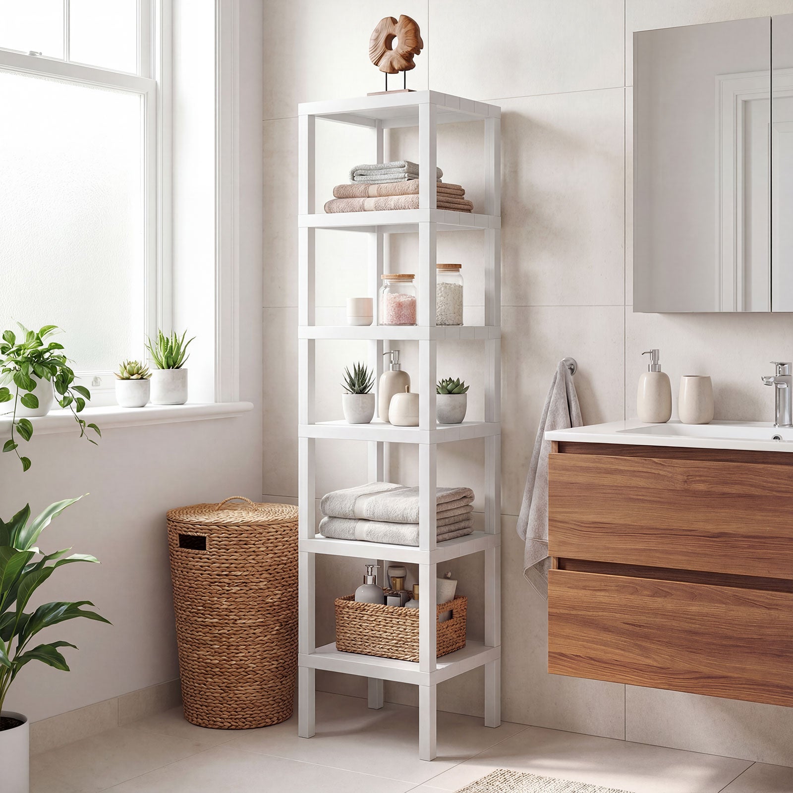6-Tier Plastic Modular Storage Shelves for Living Room and Kitchen, White Raised Garden Beds at Gallery Canada