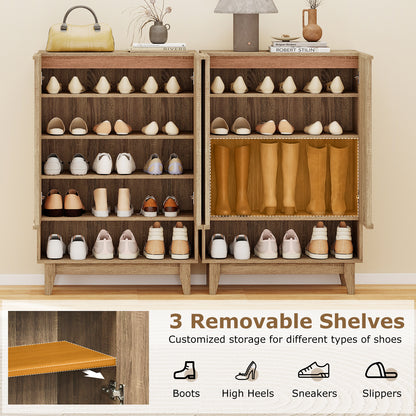 6-Tier Shoe Storage Organizer with 2 Fluted Doors, Oak Shoe Racks & Storage Benches at Gallery Canada