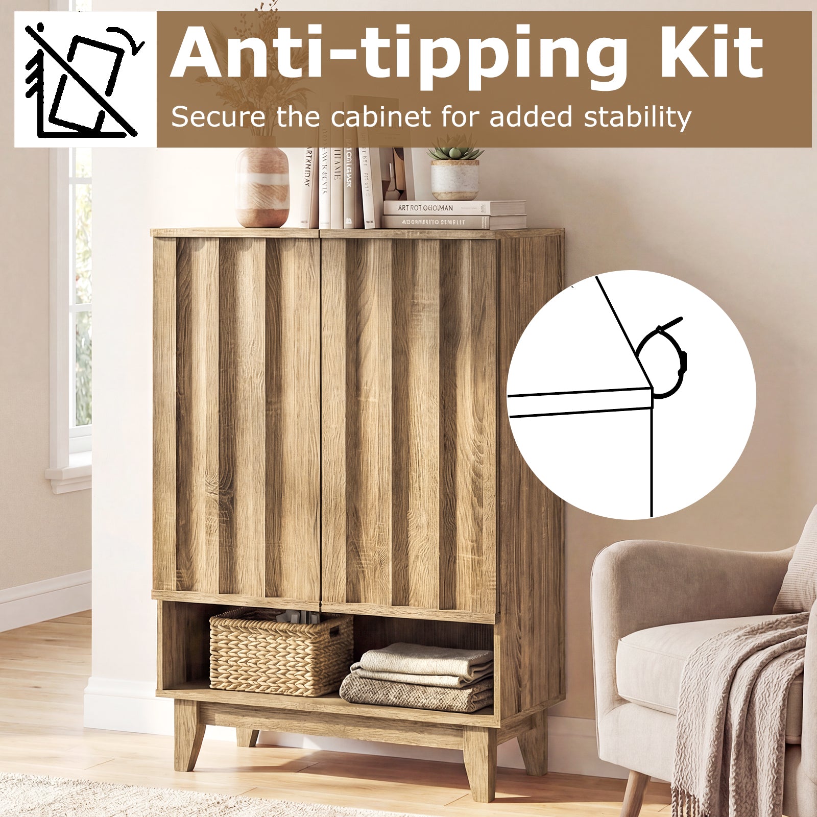 6-Tier Shoe Storage Organizer with 2 Fluted Doors, Oak Shoe Racks & Storage Benches at Gallery Canada