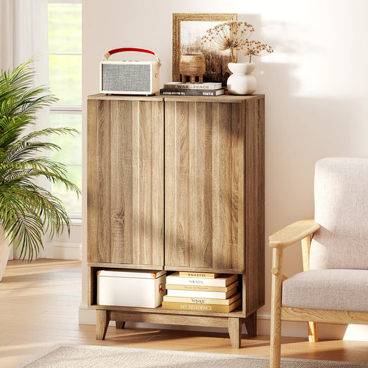 6-Tier Shoe Storage Organizer with 2 Fluted Doors, Oak Shoe Racks & Storage Benches Oak at Gallery Canada