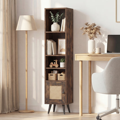 6-Tier Tall Narrow Bookcase, 54 Inches, Brown Bookcases at Gallery Canada