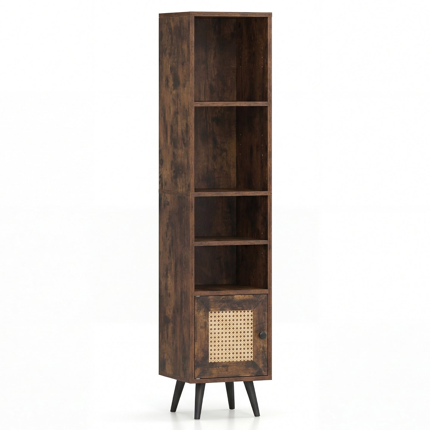 6-Tier Tall Narrow Bookcase, 54 Inches, Brown Bookcases at Gallery Canada