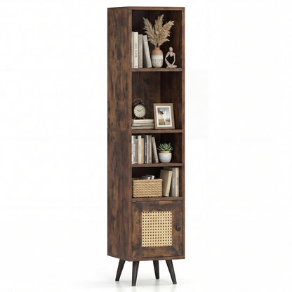 6-Tier Tall Narrow Bookcase, 54 Inches, Brown Bookcases at Gallery Canada