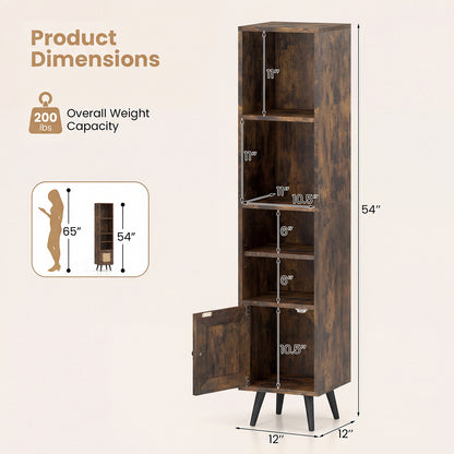 6-Tier Tall Narrow Bookcase, 54 Inches, Brown Bookcases at Gallery Canada