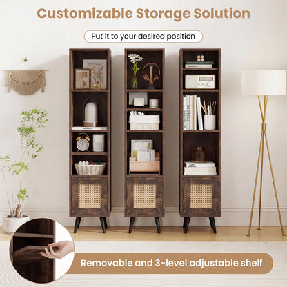 6-Tier Tall Narrow Bookcase, 54 Inches, Brown Bookcases at Gallery Canada