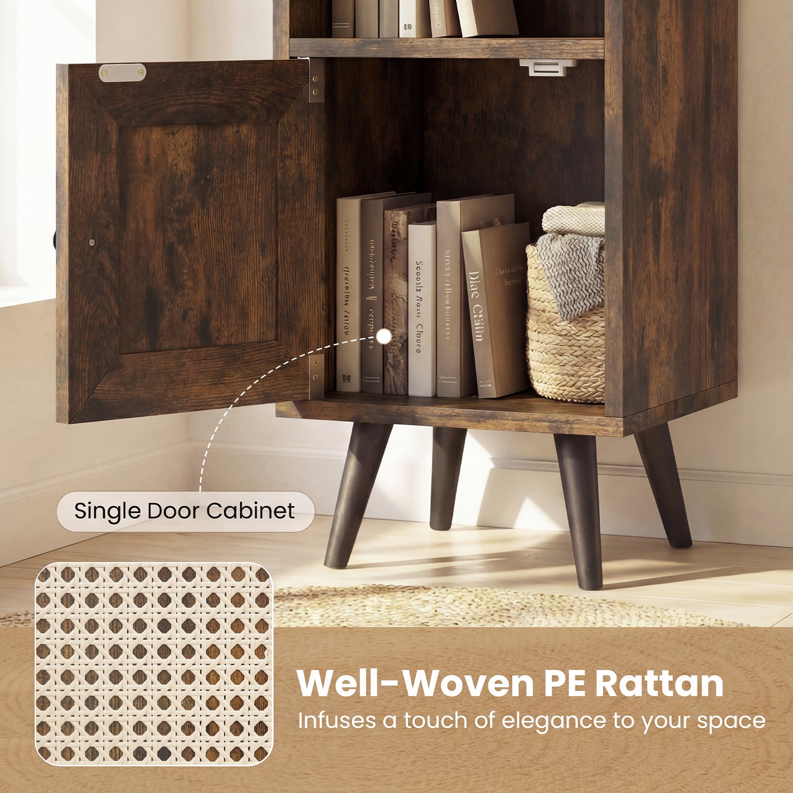 6-Tier Tall Narrow Bookcase, 54 Inches, Brown Bookcases at Gallery Canada